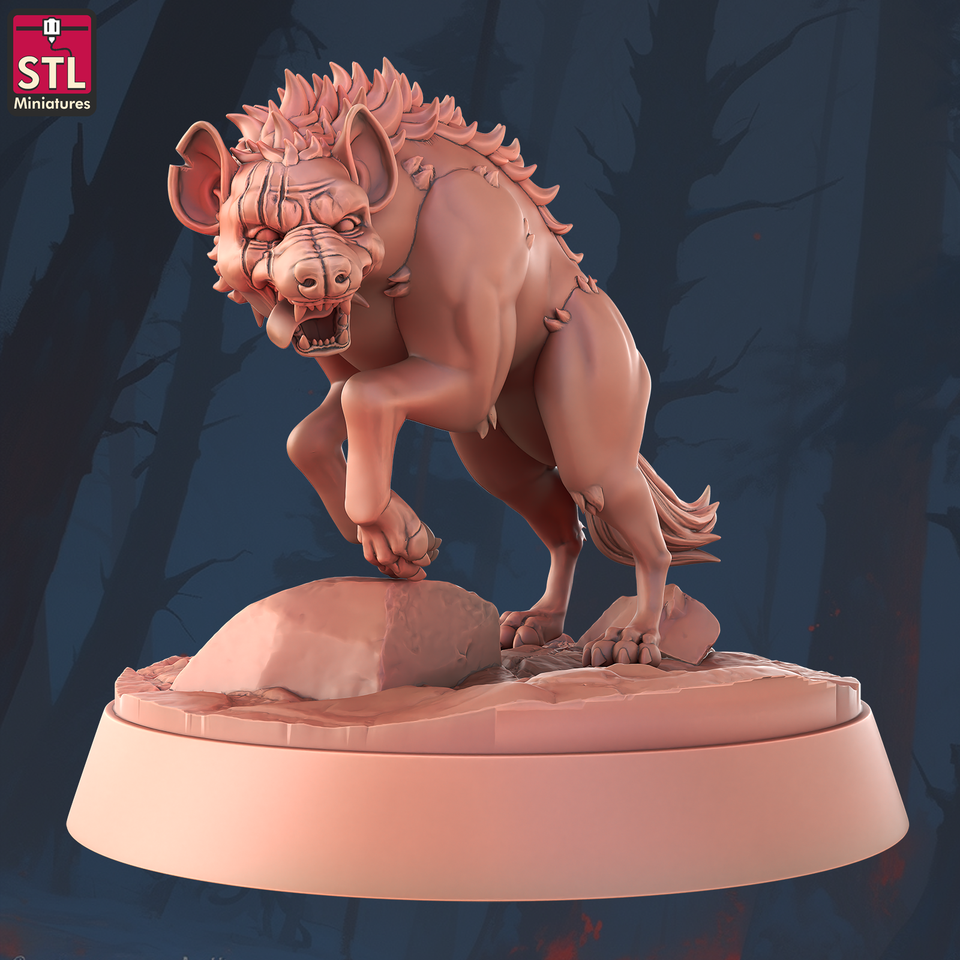 3D Printed STL Miniatures Hyenas 28 - 32mm War Gaming D&D
