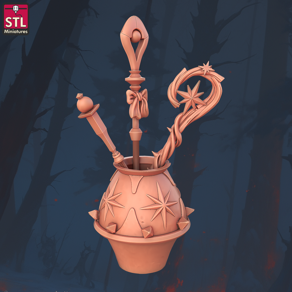 3D Printed STL Miniatures Staff Crafters Set 28 - 32mm War Gaming D&D