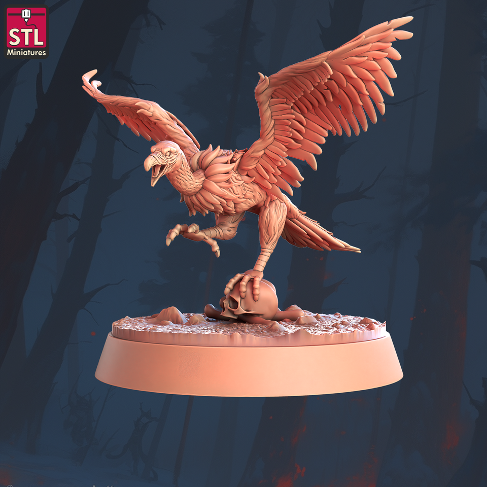 3D Printed STL Miniatures Vultures 28 - 32mm War Gaming D&D
