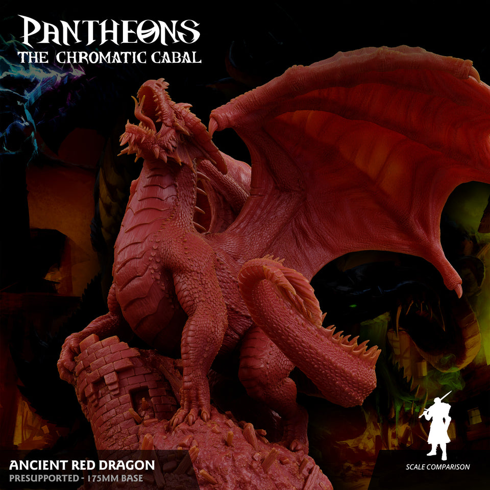 3D Printed Sordane Publishing Ancient Red Dragon Pantheons - The Chromatic Cabal 28mm 32mm D&D