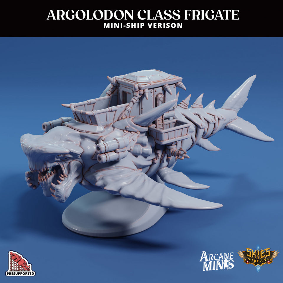 3D Printed Sordane Publishing Arcane Minis Mini Ship - Argolodon Frigate 28 32mm D&D