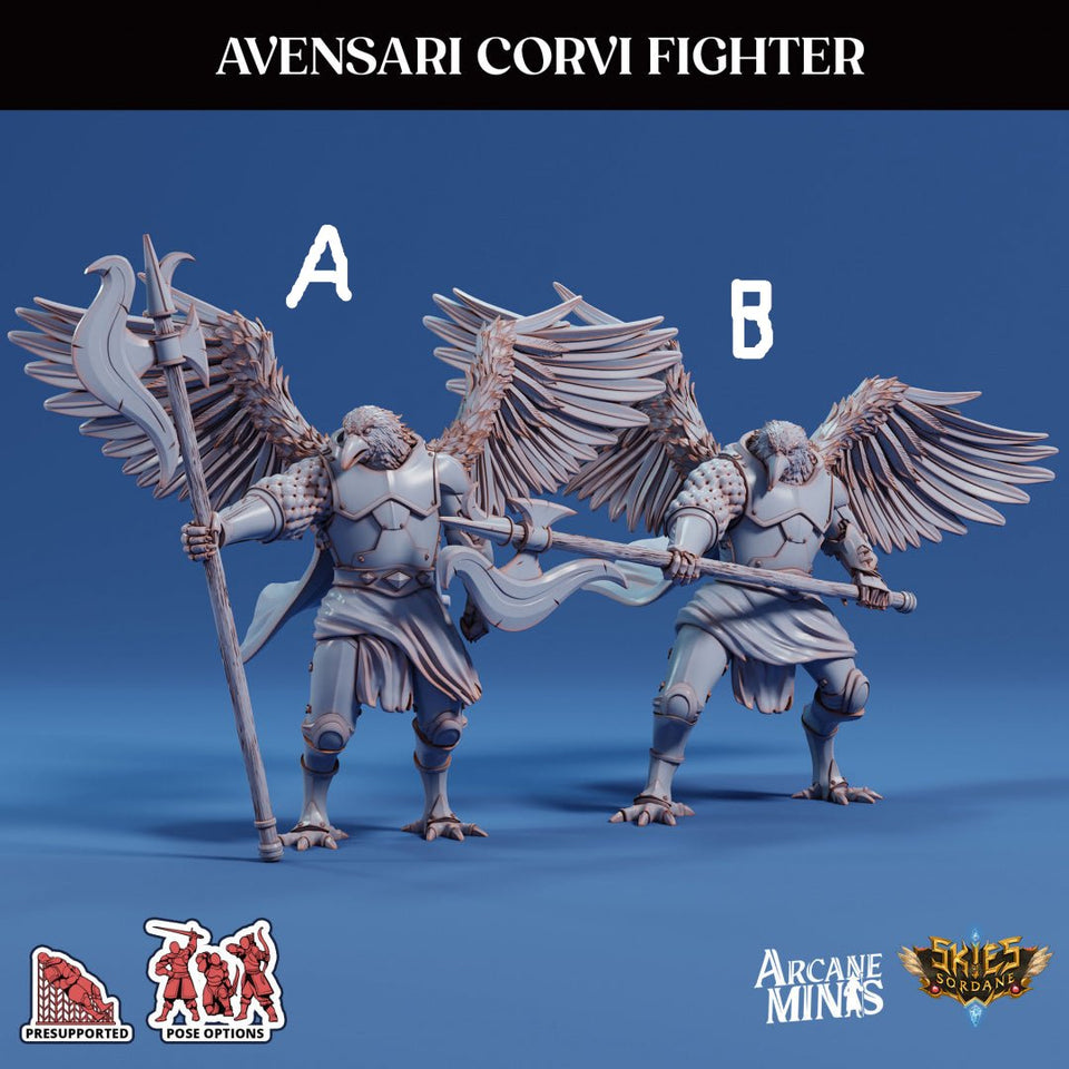 3D Printed Sordane Publishing Arcane Minis Avensari Corvi Fighter Mighty Skies A Sordane Stories Set 28 32mm D&D
