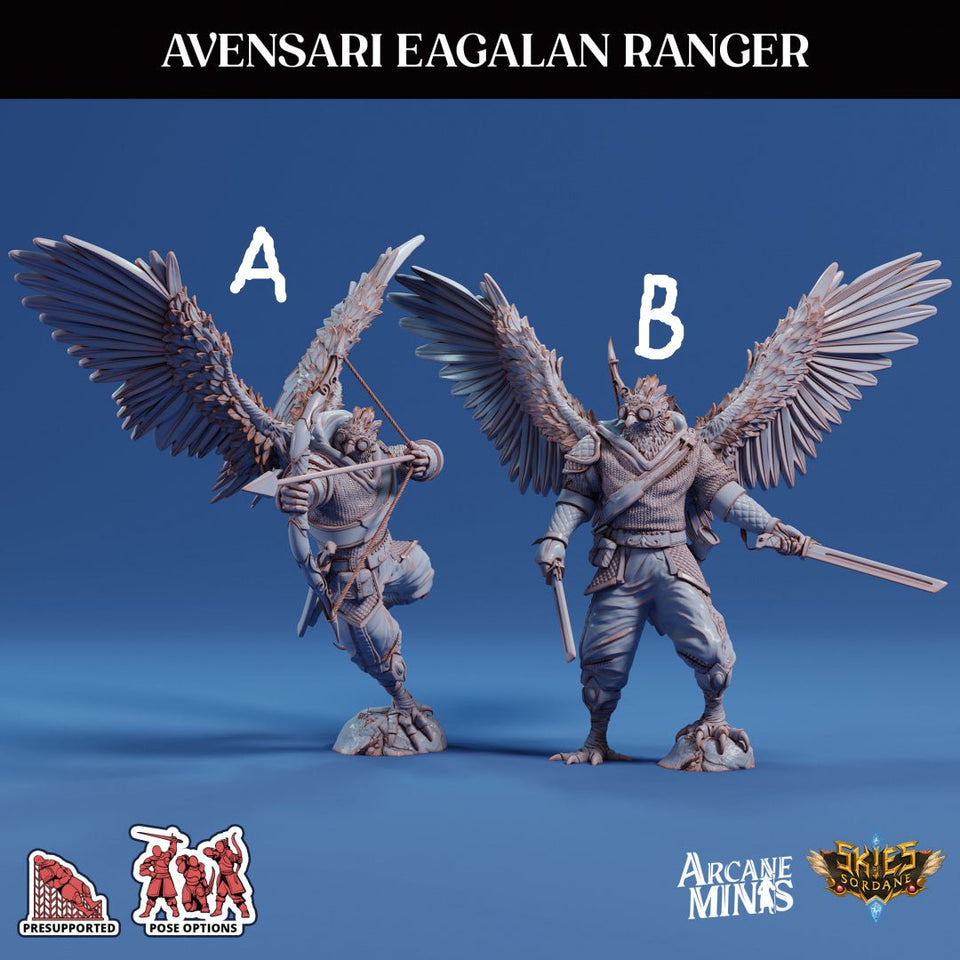 3D Printed Sordane Publishing Arcane Minis Avensari Eagalan Ranger Mighty Skies A Sordane Stories Set 28 32mm D&D