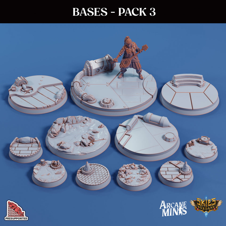 3D Printed Sordane Publishing Base Pack 3 Sordane Bases 28 32mm D&D