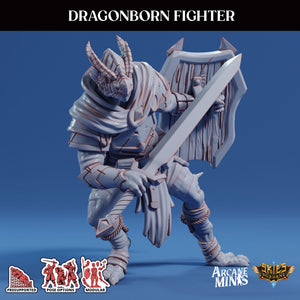 3D Printed Sordane Publishing Arcane Minis Dragonborn Fighter Scrapper Pirates Set 28 32mm D&D