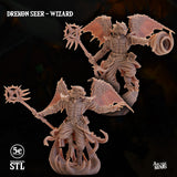 3D Printed Sordane Publishing Drekon Seer Wizard Set 28 32mm D&D
