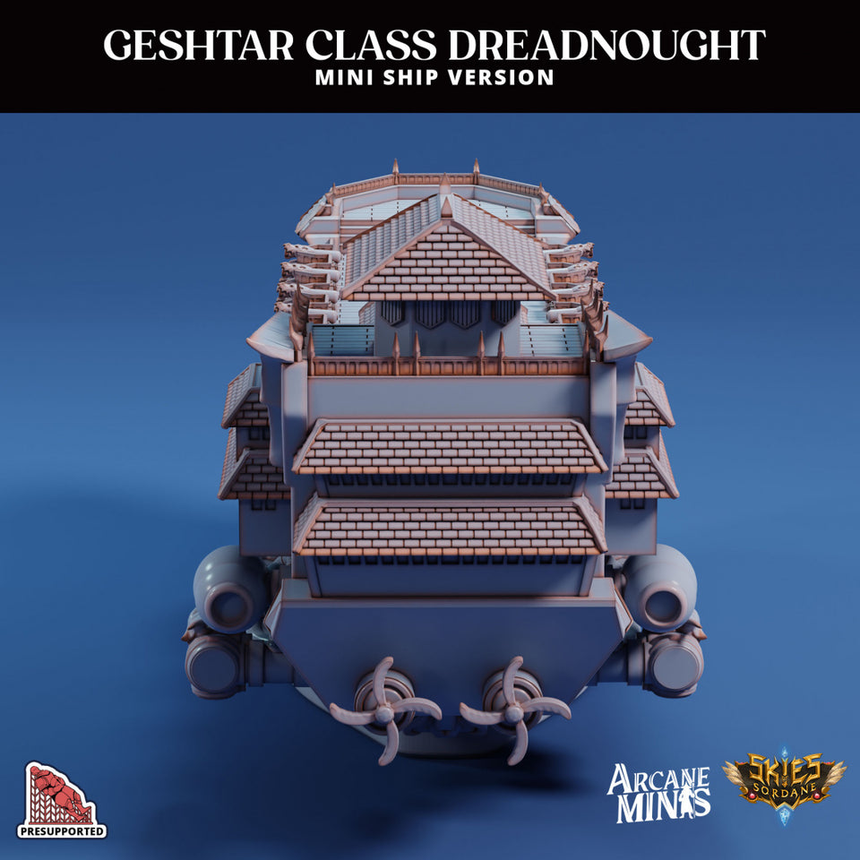 3D Printed Sordane Publishing Arcane Minis Mini Ship - Geshtar Dreadnought 28 32mm D&D