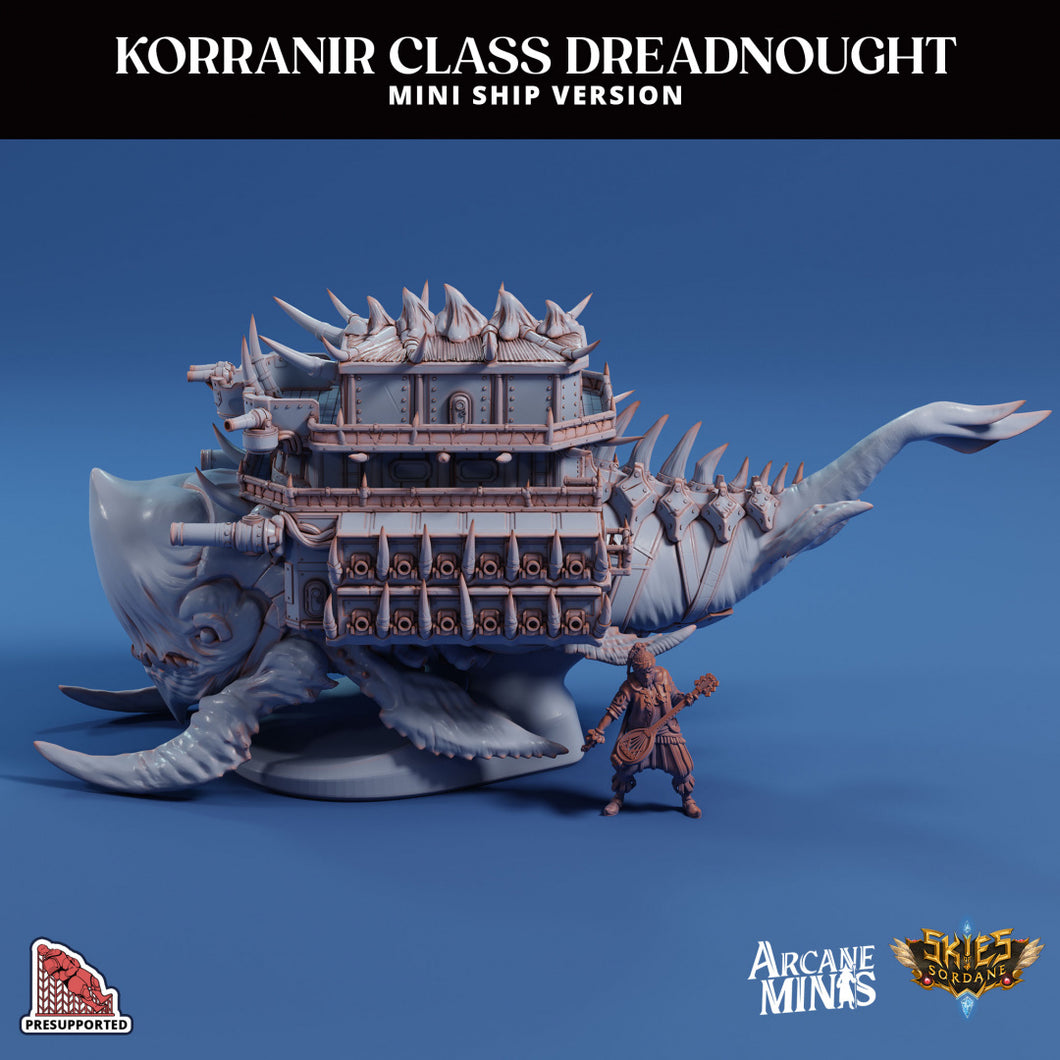 3D Printed Sordane Publishing Arcane Minis Mini Ship - Korranir Class Dreadnought 28 32mm D&D