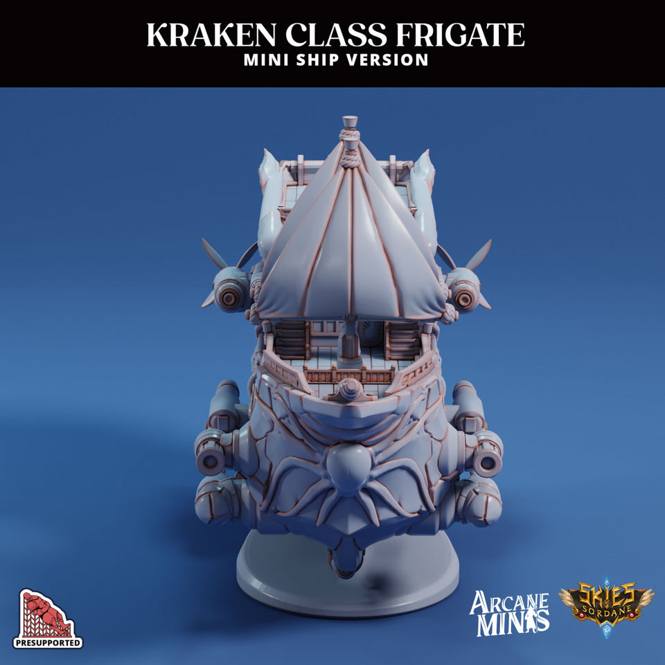 3D Printed Sordane Publishing Arcane Minis Mini Ship - Kraken Frigate 28 32mm D&D