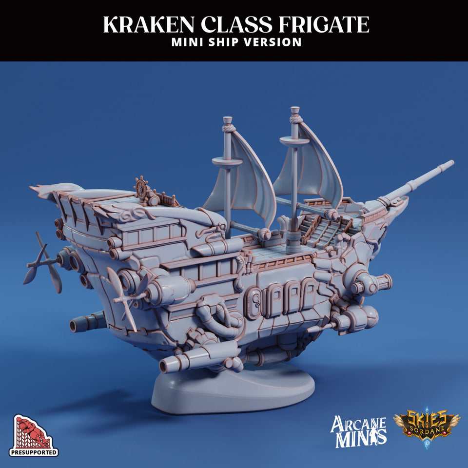 3D Printed Sordane Publishing Arcane Minis Mini Ship - Kraken Frigate 28 32mm D&D