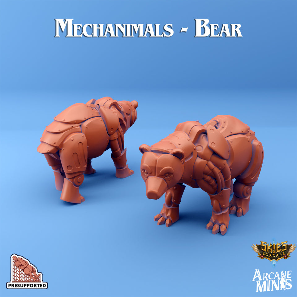 3D Printed Sordane Publishing Arcane Minis Mechanimals Set Mechanimal Bear 28 32mm D&D
