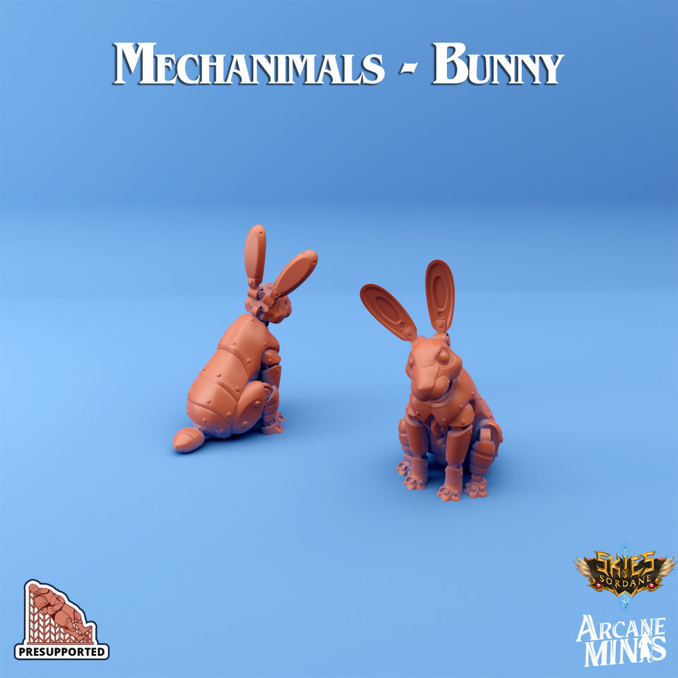 3D Printed Sordane Publishing Arcane Minis Mechanimals Set Mechanimal Bunny 28 32mm D&D