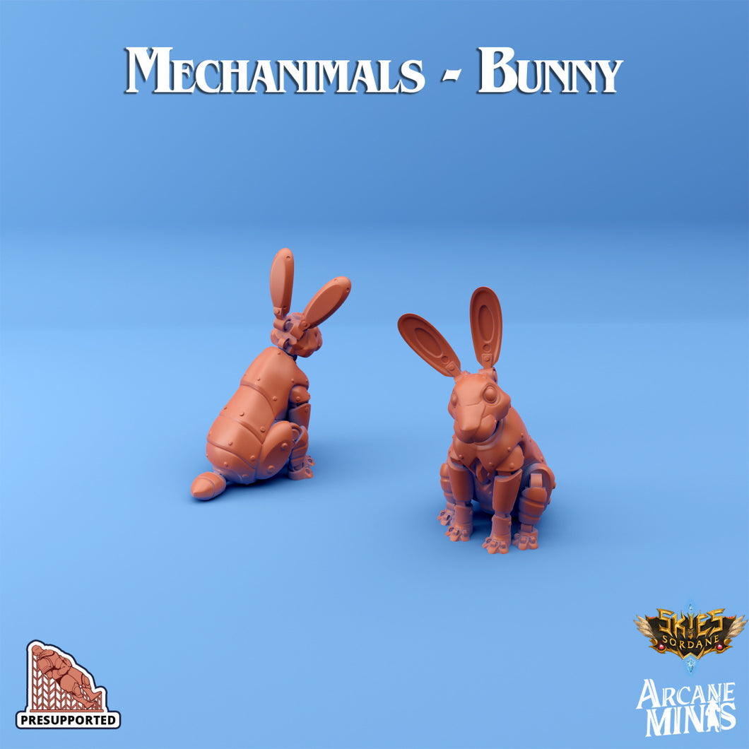 3D Printed Sordane Publishing Arcane Minis Mechanimals Set Mechanimal Bunny 28 32mm D&D