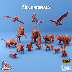 3D Printed Sordane Publishing Arcane Minis Mechanimal Sabertooth Mechanimals Set 28 32mm D&D