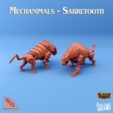 3D Printed Sordane Publishing Arcane Minis Mechanimal Sabertooth Mechanimals Set 28 32mm D&D