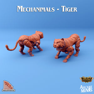3D Printed Sordane Publishing Arcane Minis Mechanimal Tiger Mechanimals Set 28 32mm D&D