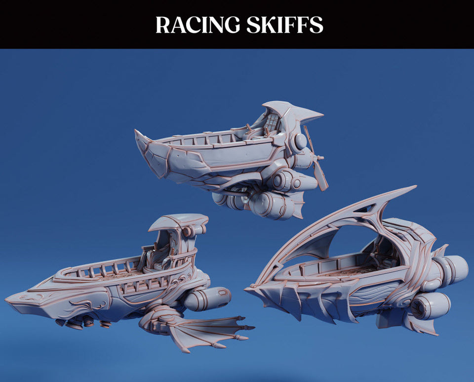 3D Printed Sordane Publishing Arcane Minis Mini Ship - Skiffs Set 28 32mm D&D