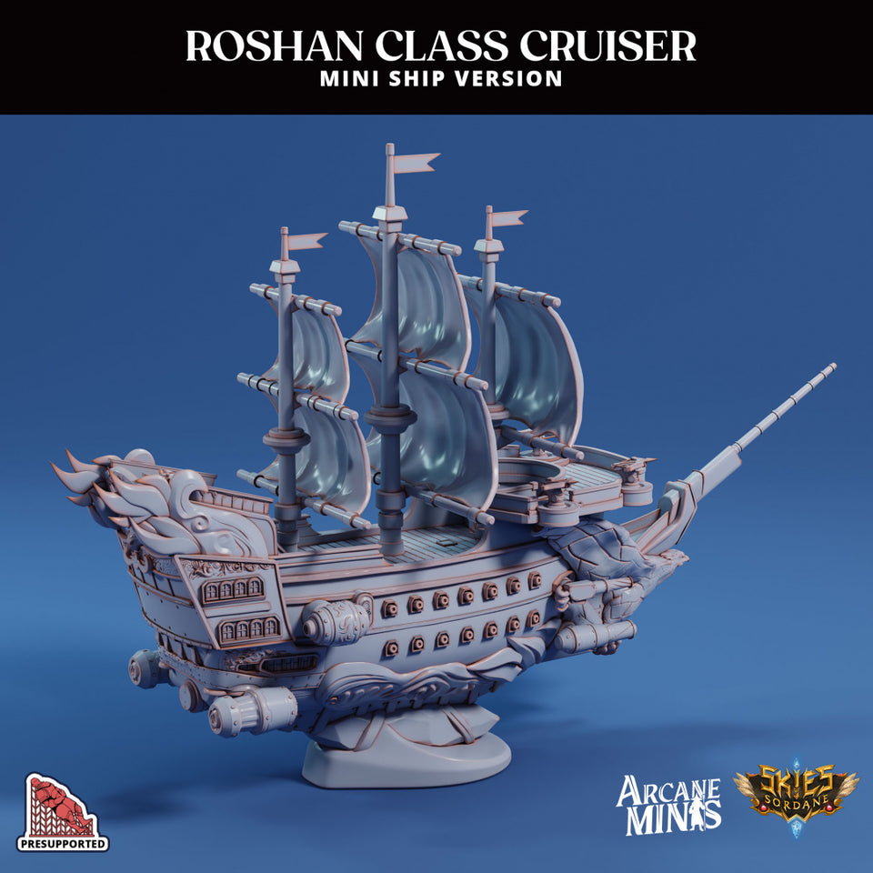 3D Printed Sordane Publishing Arcane Minis The Roshan Cruiser Mini Ships 28 32mm D&D