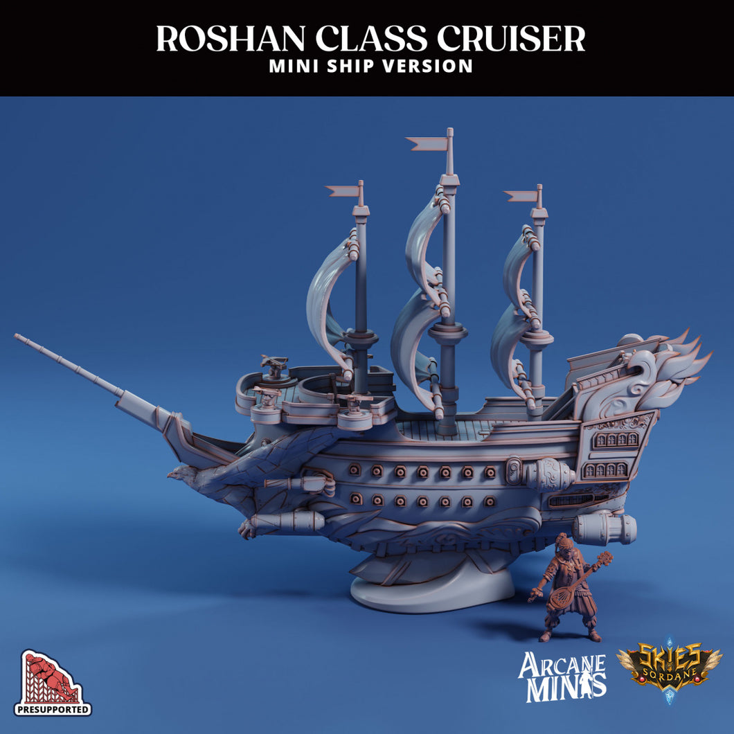 3D Printed Sordane Publishing Arcane Minis The Roshan Cruiser Mini Ships 28 32mm D&D