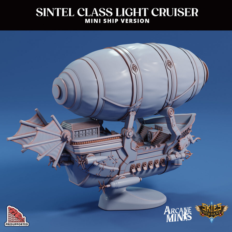 3D Printed Sordane Publishing Arcane Minis Mini Ships Mini Ship - Sintel Light Cruiser 28 32mm D&D