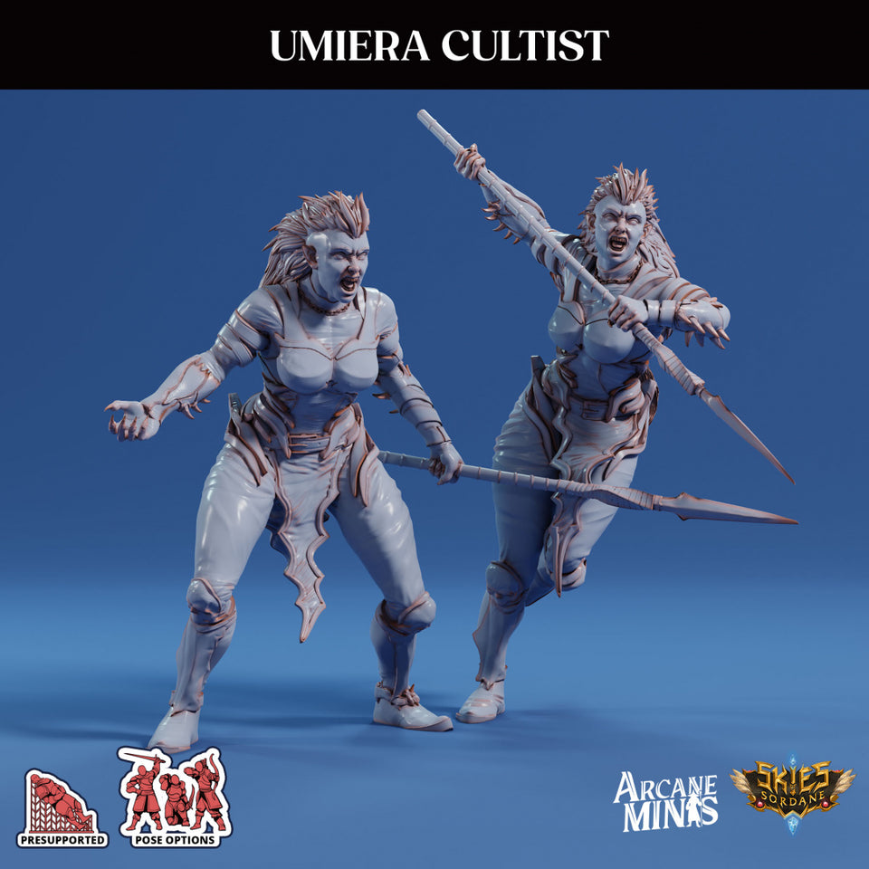 3D Printed Sordane Publishing Arcane Minis Umiera Cultist 3 Cult of Umiera 28 32mm D&D