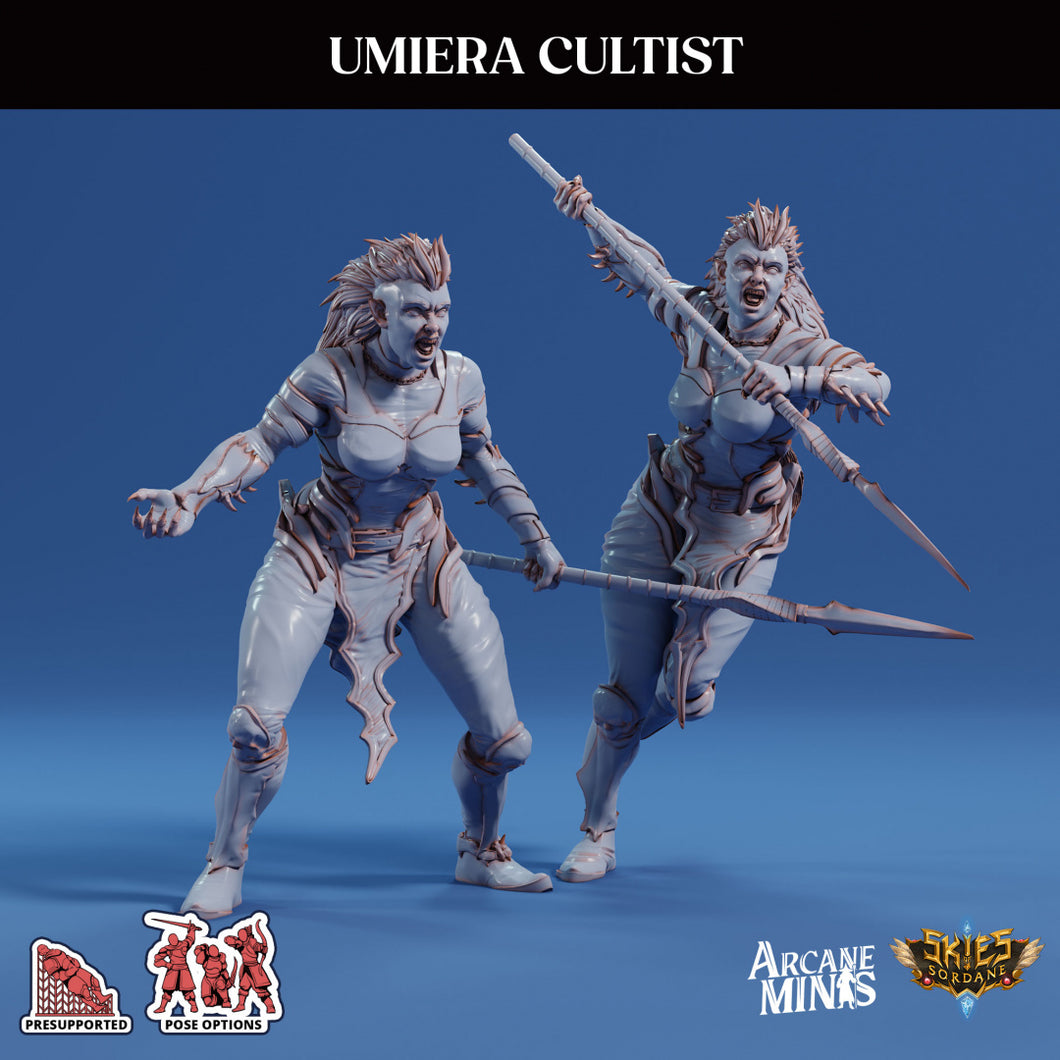 3D Printed Sordane Publishing Arcane Minis Umiera Cultist 3 Cult of Umiera 28 32mm D&D