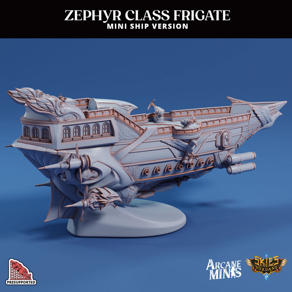 3D Printed Sordane Publishing Arcane Minis Mini Ship - Zephyr Assault Frigate 28 32mm D&D