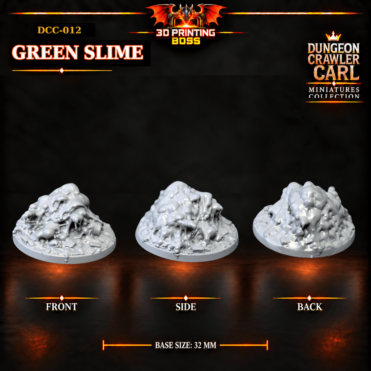 Fantastic Plants and Rocks Tabletop Terrain 3D Printed Dungeon Crawler Carl Miniature Collection Book One DCC-012 - Green Slime - 32mm