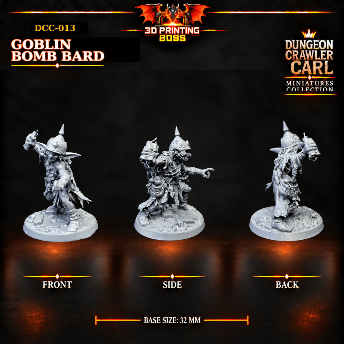 Fantastic Plants and Rocks Tabletop Terrain 3D Printed Dungeon Crawler Carl Miniature Collection Book One DCC-013 - Goblin Bomb Bard - 32mm