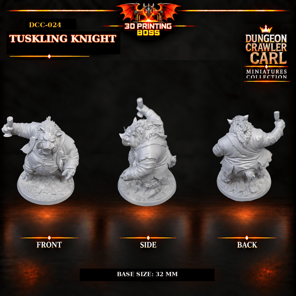 Fantastic Plants and Rocks Tabletop Terrain 3D Printed Dungeon Crawler Carl Miniature Collection Book One DCC-024 - Tuskling Knight - 32mm