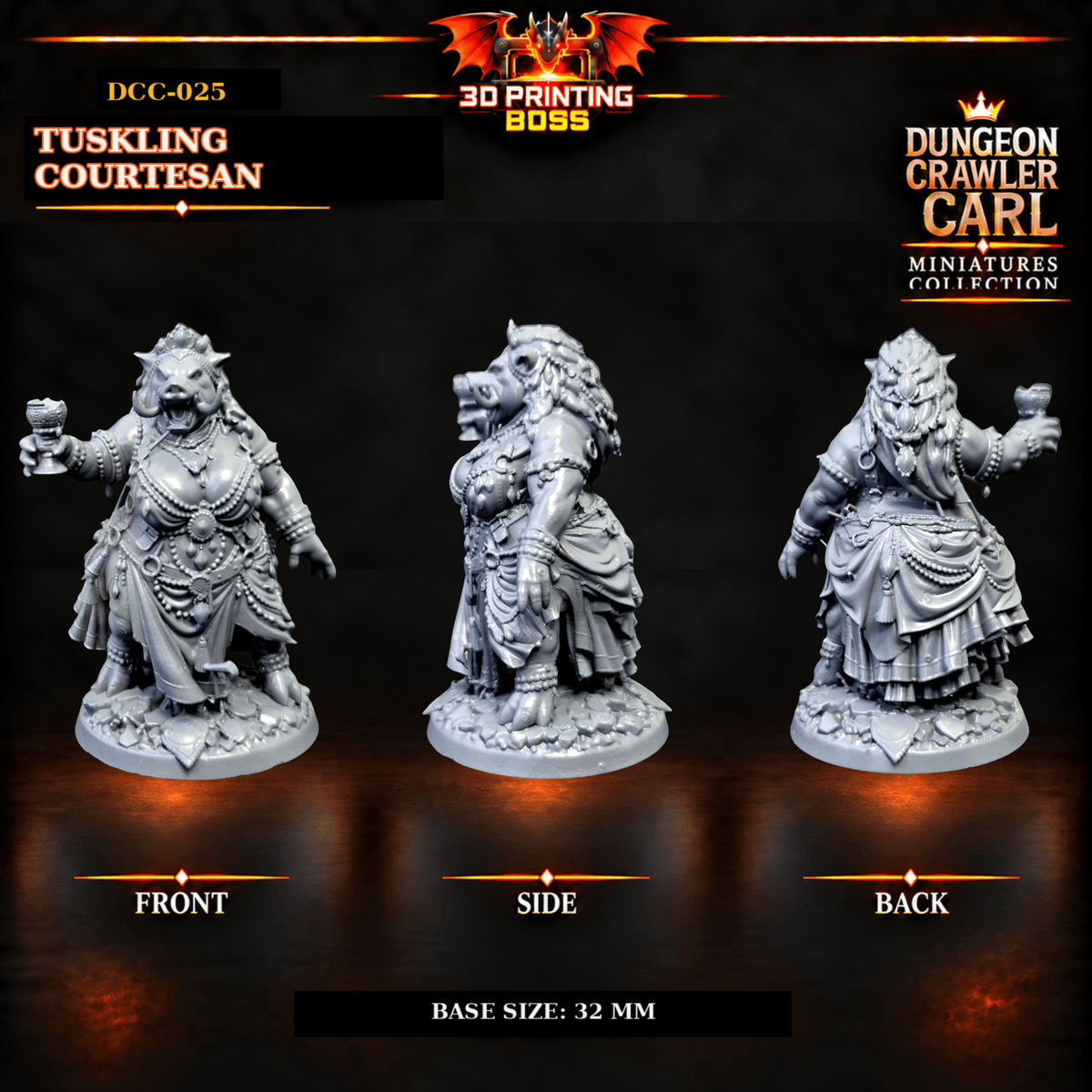 Fantastic Plants and Rocks Tabletop Terrain 3D Printed Dungeon Crawler Carl Miniature Collection Book One DCC-025 - Tuskling Courtesan - 32mm