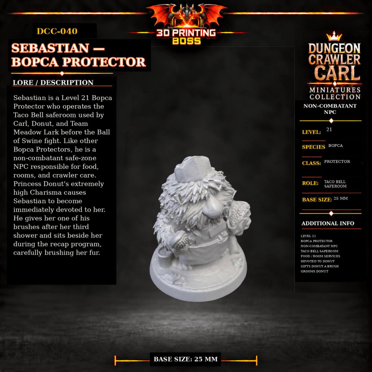 Fantastic Plants and Rocks Tabletop Terrain 3D Printed Dungeon Crawler Carl Miniature Collection Book One DCC-040 - Sebastian - Bopca Protector - 32mm