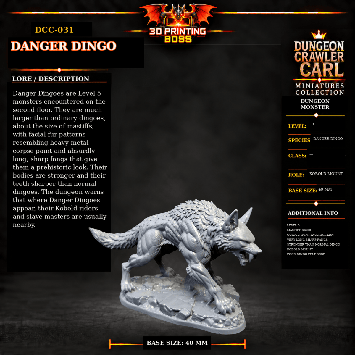 Fantastic Plants and Rocks Tabletop Terrain Danger Dingo / Yes 3D Printed Dungeon Crawler Carl Miniature Collection Book One DCC-031 - Danger Dingo - 32mm