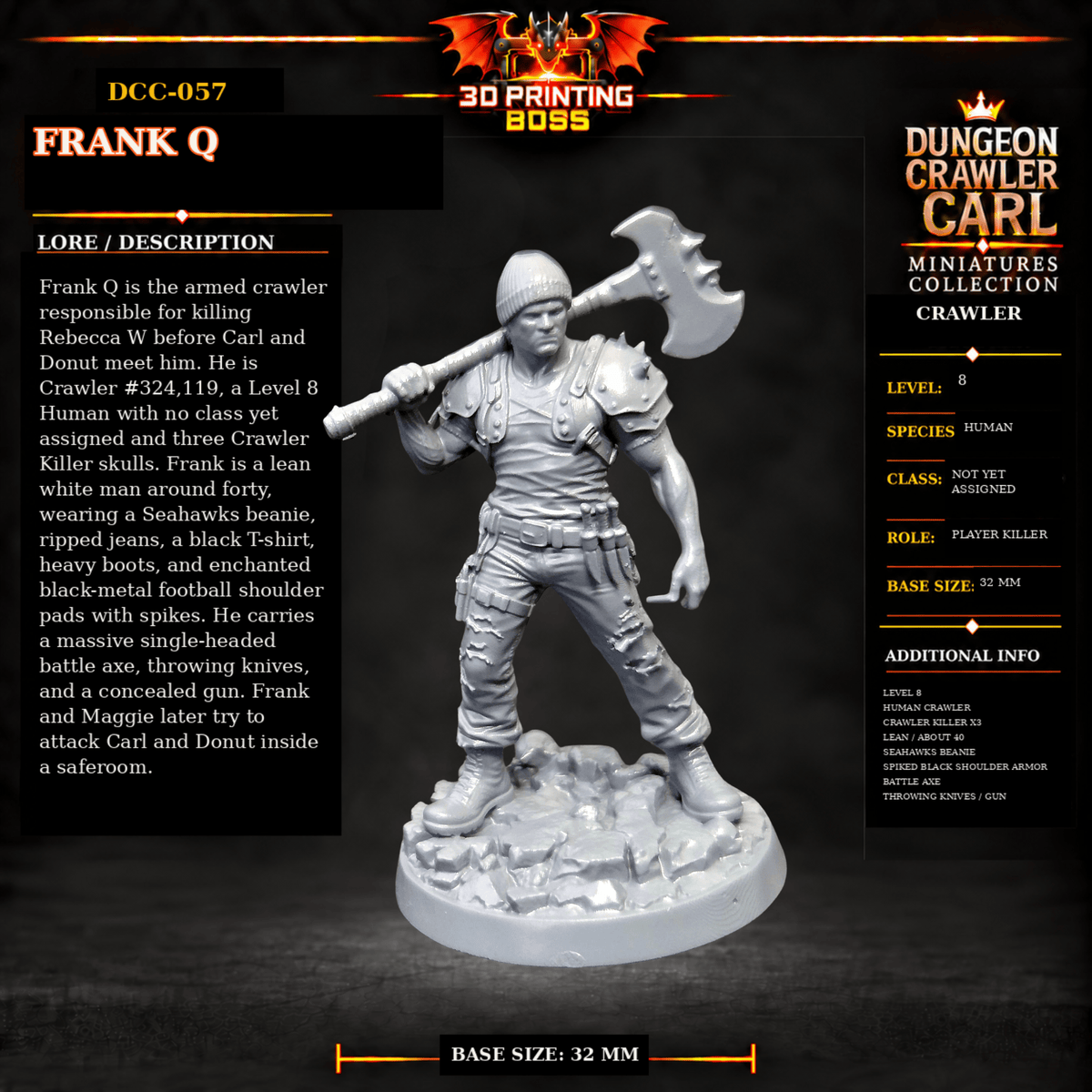 Fantastic Plants and Rocks Tabletop Terrain Frank Q / Yes 3D Printed Dungeon Crawler Carl Miniature Collection Book One DCC-057 - Frank Q - 32mm
