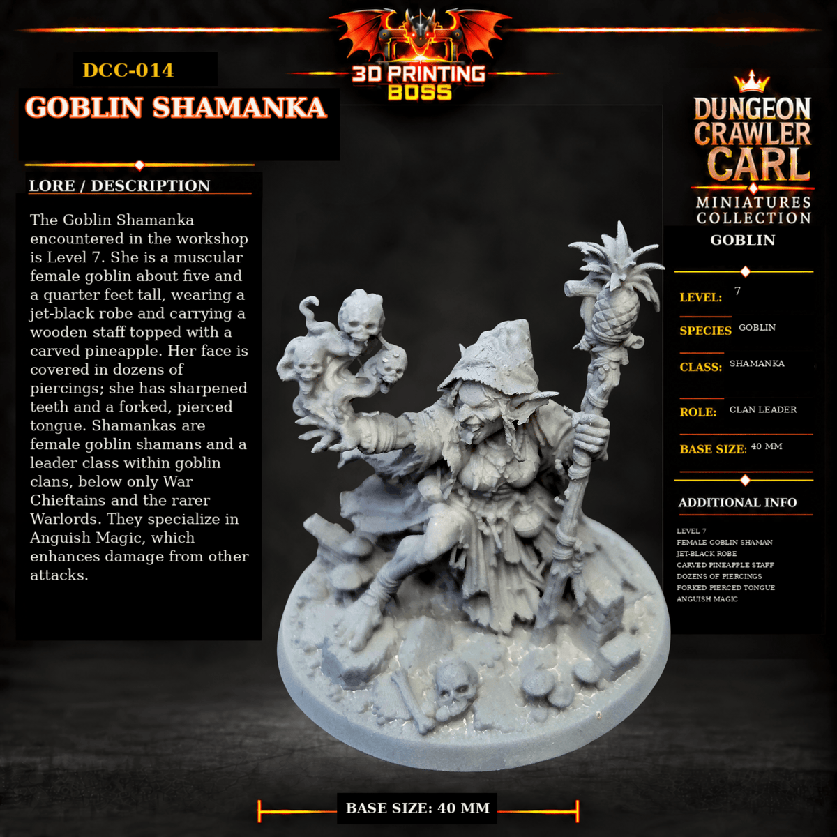 Fantastic Plants and Rocks Tabletop Terrain Goblin Shamanka / Yes 3D Printed Dungeon Crawler Carl Miniature Collection Book One DCC-014 - Goblin Shamanka - 32mm