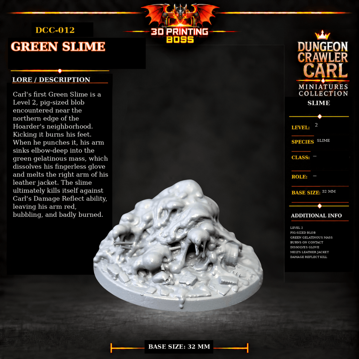 Fantastic Plants and Rocks Tabletop Terrain Green Slime / Yes 3D Printed Dungeon Crawler Carl Miniature Collection Book One DCC-012 - Green Slime - 32mm