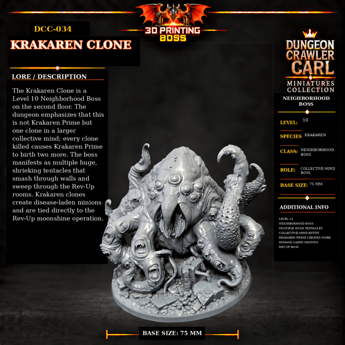 Fantastic Plants and Rocks Tabletop Terrain Krakaren Clone / Yes 3D Printed Dungeon Crawler Carl Miniature Collection Book One DCC-034 - Krakaren Clone - 32mm