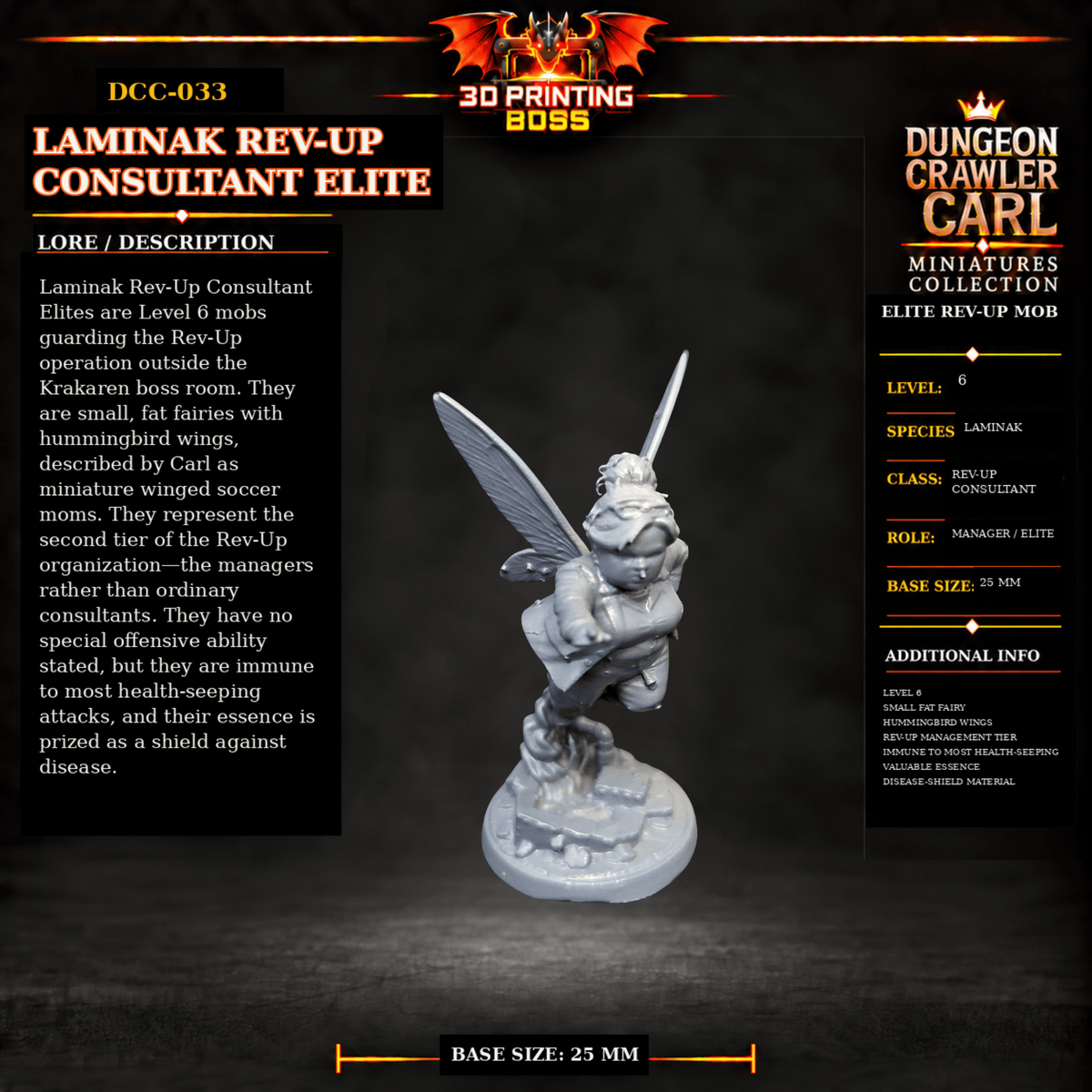 Fantastic Plants and Rocks Tabletop Terrain Laminak Rev-Up Consultant Elite / Yes 3D Printed Dungeon Crawler Carl Miniature Collection Book One DCC-033 - Laminak Rev-Up Consultant Elite - 32mm