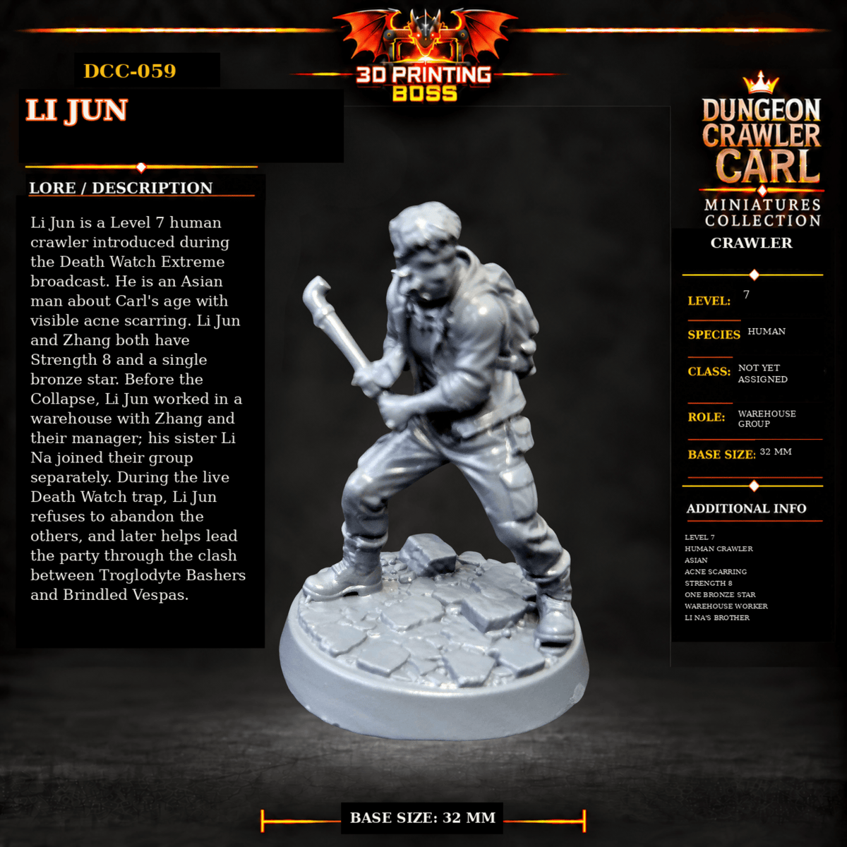 Fantastic Plants and Rocks Tabletop Terrain Li Jun / Yes 3D Printed Dungeon Crawler Carl Miniature Collection Book One DCC-059 - Li Jun - 32mm