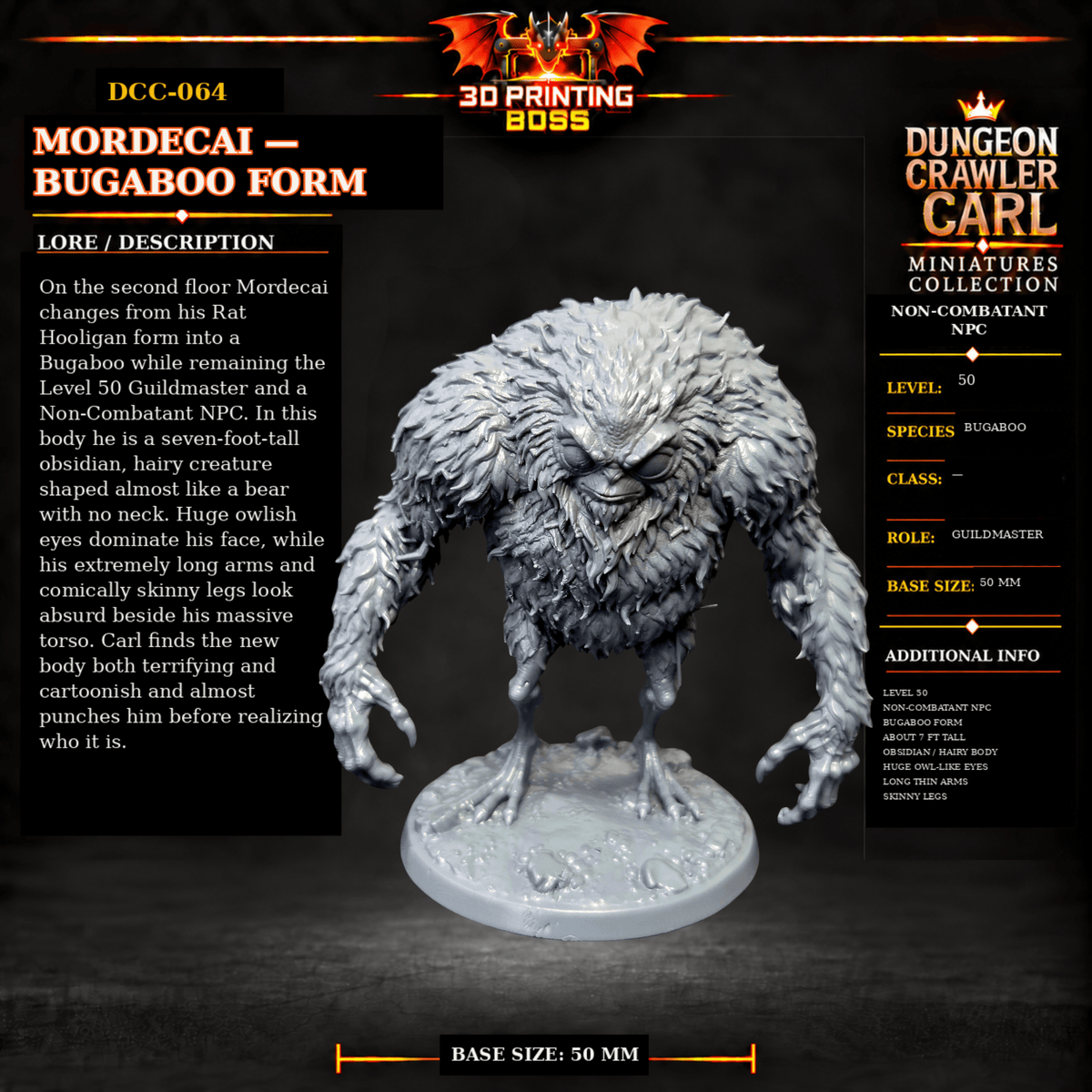 Fantastic Plants and Rocks Tabletop Terrain Mordecai - Bugaboo Form / Yes 3D Printed Dungeon Crawler Carl Miniature Collection Book One DCC-064 - Mordecai - Bugaboo Form - 32mm