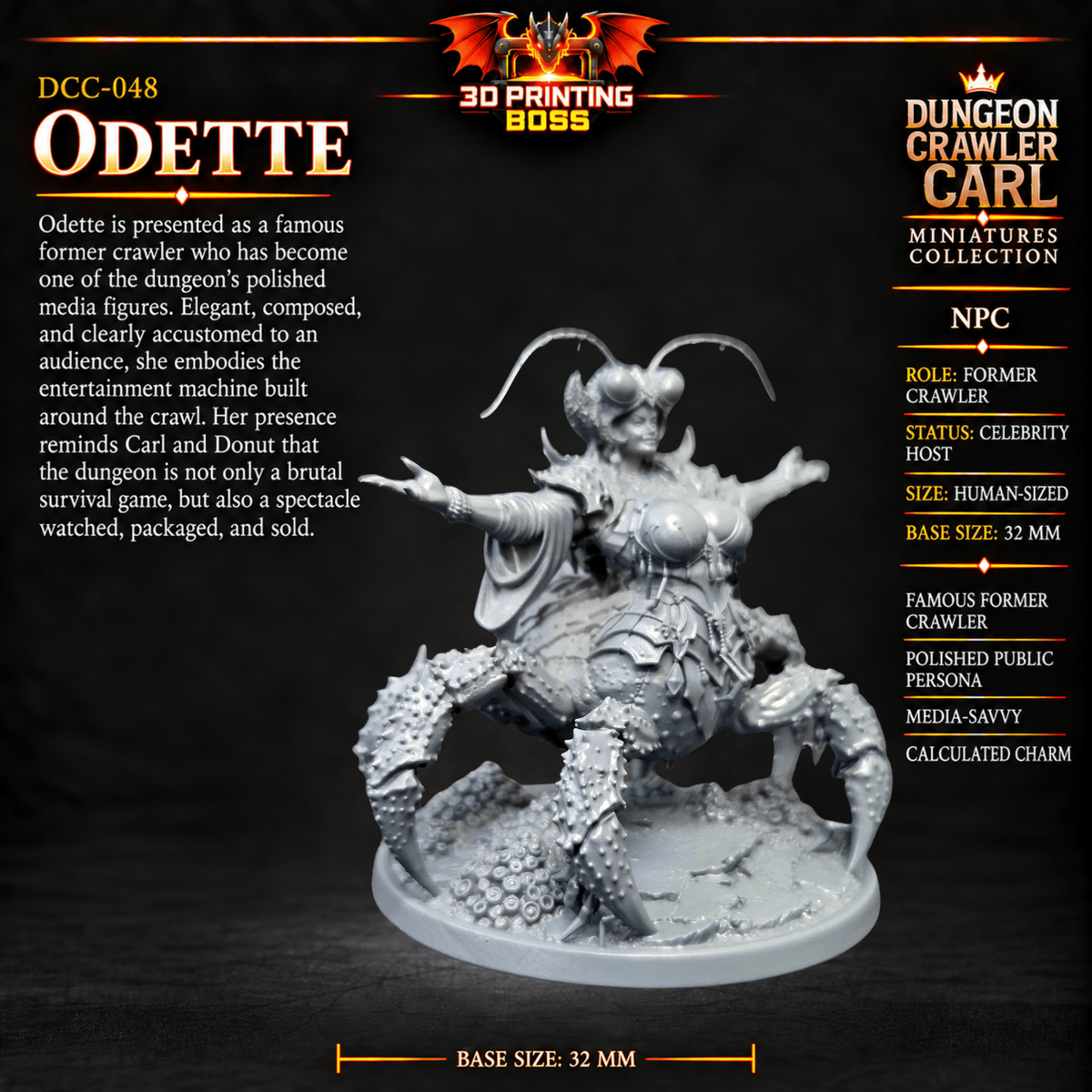 Fantastic Plants and Rocks Tabletop Terrain Odette / Yes 3D Printed Dungeon Crawler Carl Miniature Collection Book One DCC-048 - Odette - 32mm