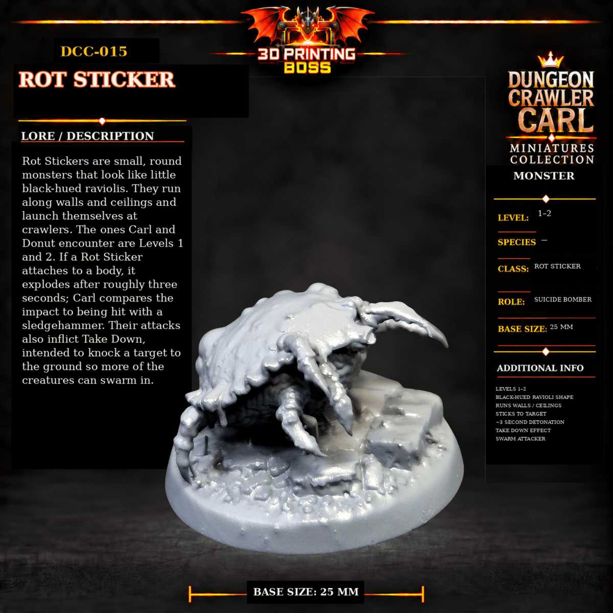 Fantastic Plants and Rocks Tabletop Terrain Rot Sticker / Yes 3D Printed Dungeon Crawler Carl Miniature Collection Book One DCC-015 - Rot Sticker - 32mm