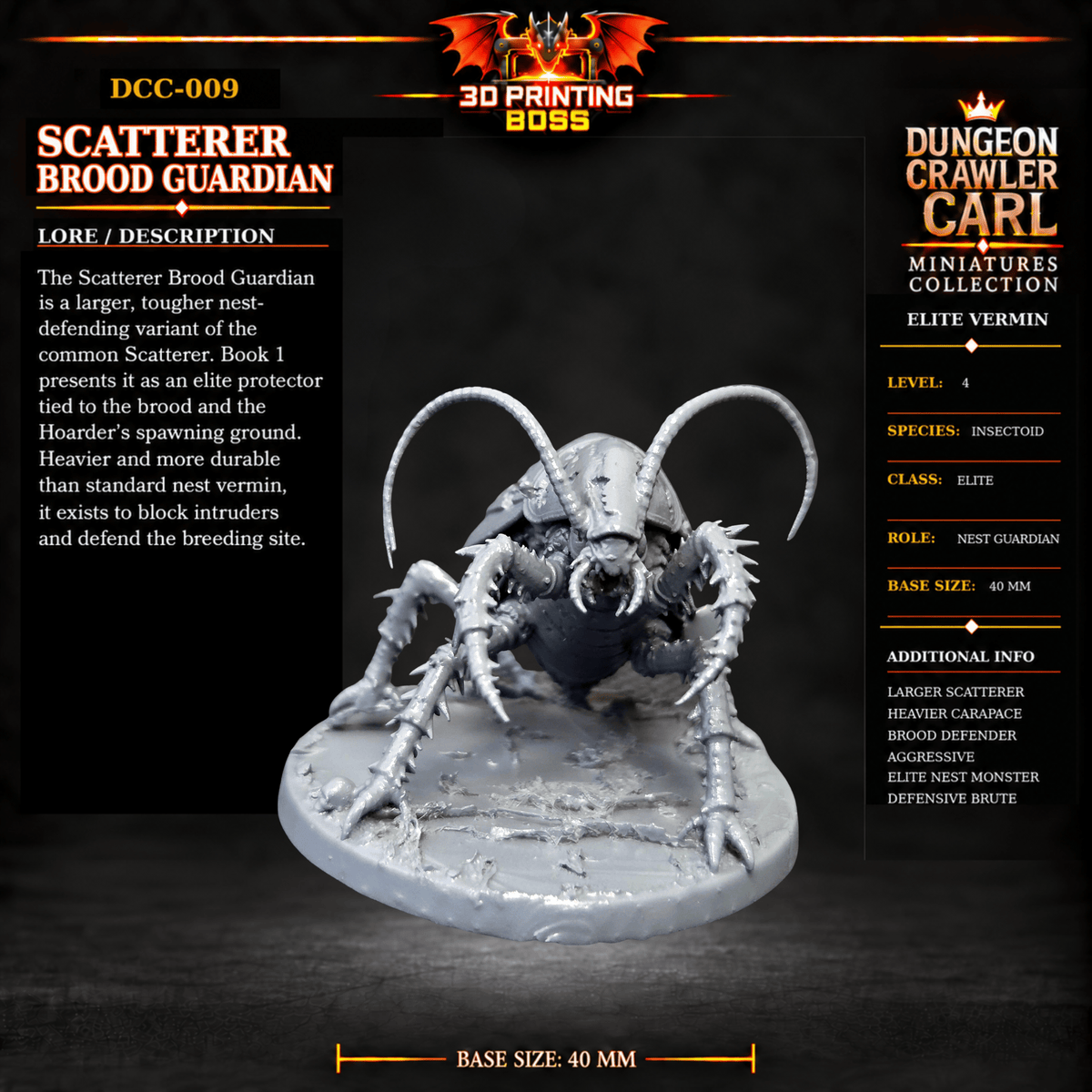 Fantastic Plants and Rocks Tabletop Terrain Scatterer Brood Guardian / Yes 3D Printed Dungeon Crawler Carl Miniature Collection Book One DCC-009 - Scatterer Brood Guardian - 32mm