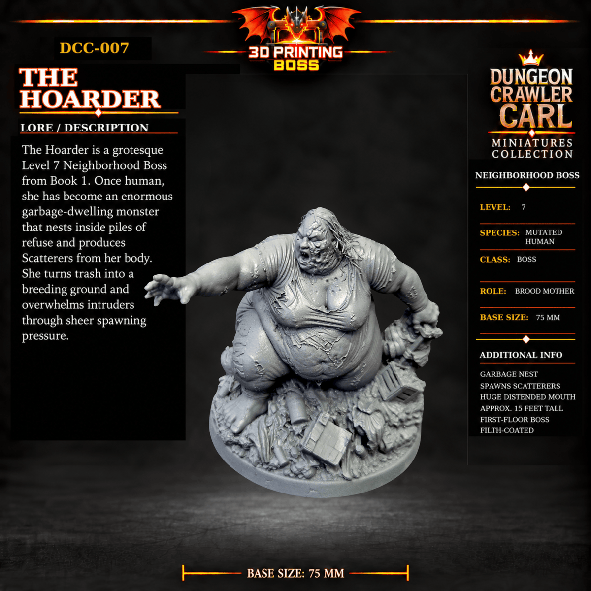 Fantastic Plants and Rocks Tabletop Terrain The Hoarder / Yes 3D Printed Dungeon Crawler Carl Miniature Collection Book One DCC-007 - The Hoarder - 32mm