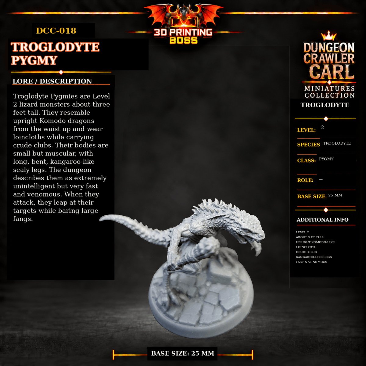 Fantastic Plants and Rocks Tabletop Terrain Troglodyte Pygmy / Yes 3D Printed Dungeon Crawler Carl Miniature Collection Book One DCC-018 - Troglodyte Pygmy - 32mm