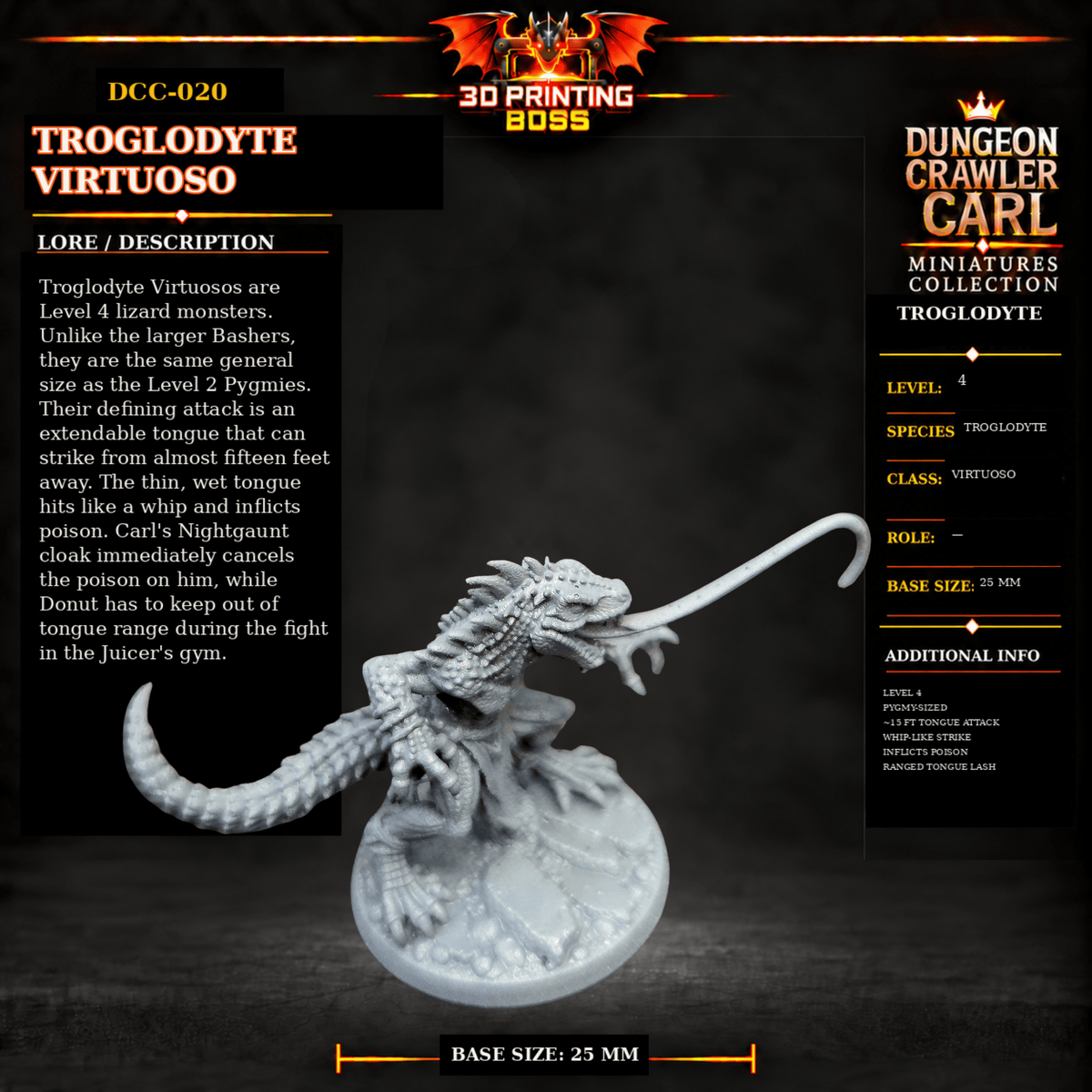 Fantastic Plants and Rocks Tabletop Terrain Troglodyte Virtuoso / Yes 3D Printed Dungeon Crawler Carl Miniature Collection Book One DCC-020 - Troglodyte Virtuoso - 32mm