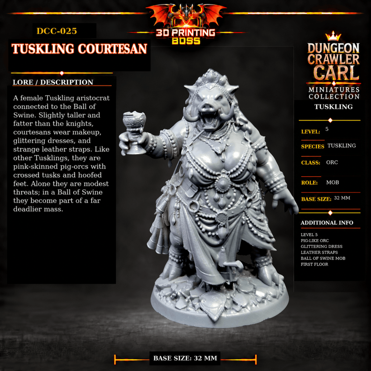 Fantastic Plants and Rocks Tabletop Terrain Tuskling Courtesan / Yes 3D Printed Dungeon Crawler Carl Miniature Collection Book One DCC-025 - Tuskling Courtesan - 32mm