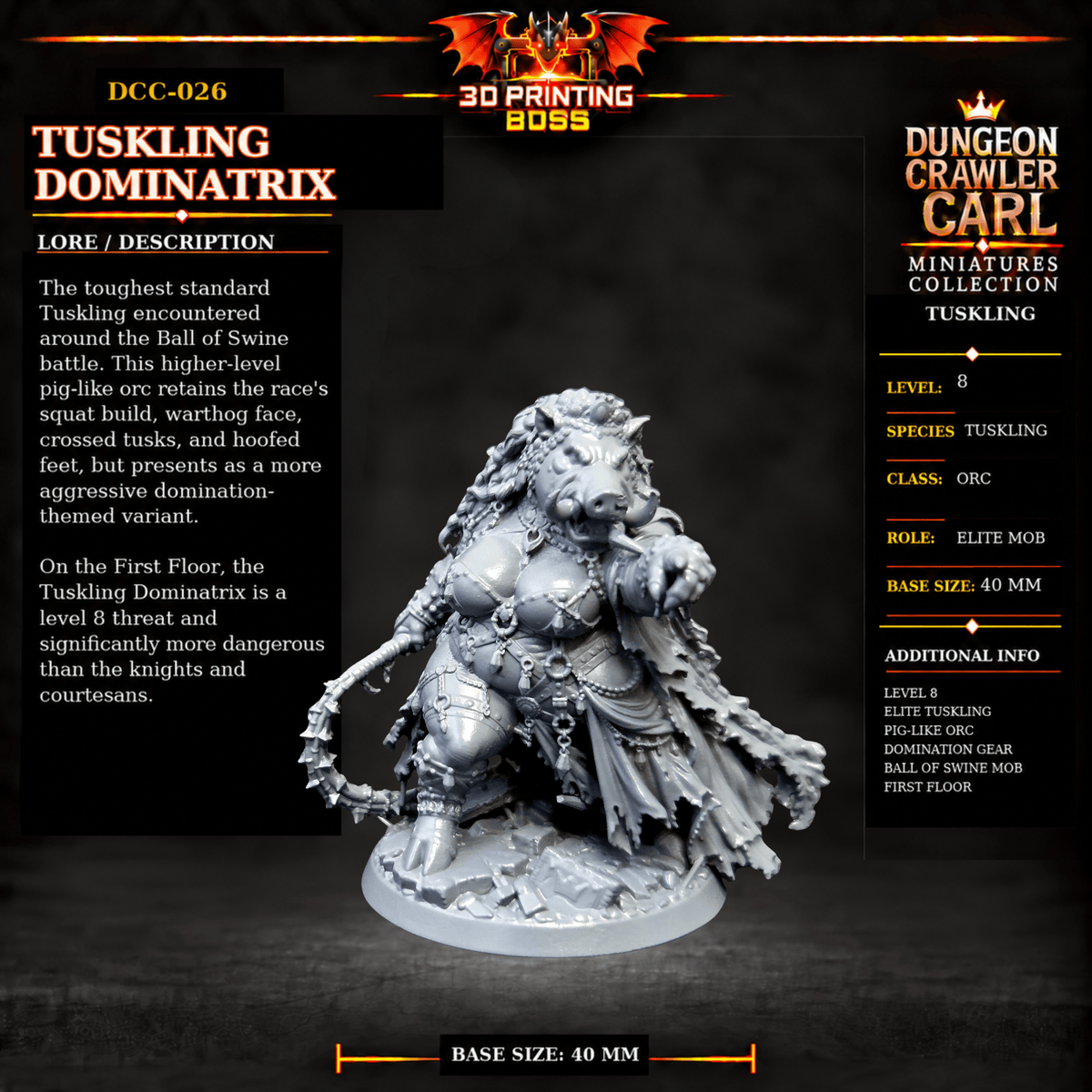 Fantastic Plants and Rocks Tabletop Terrain Tuskling Dominatrix / Yes 3D Printed Dungeon Crawler Carl Miniature Collection Book One DCC-026 - Tuskling Dominatrix- 32mm
