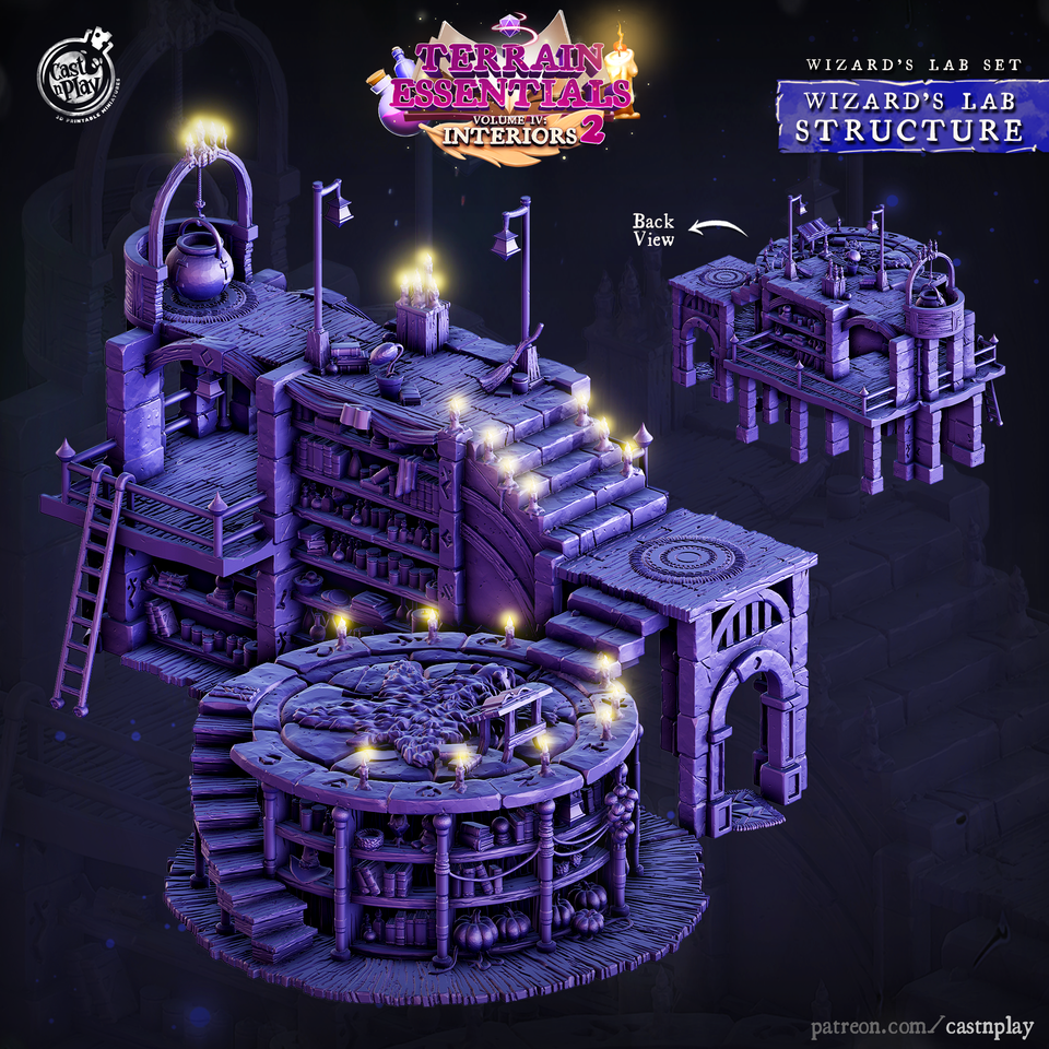 3D Printed Cast n Play Wizard's Lab Structure Set 28mm 32mm D&D