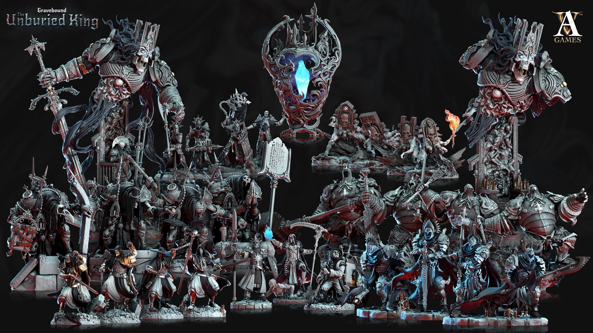 3D Printed Archvillain Games Atrum Rex Bust - Gravebound The Unburied King 28 32mm D&D - 3D Printing Boss 